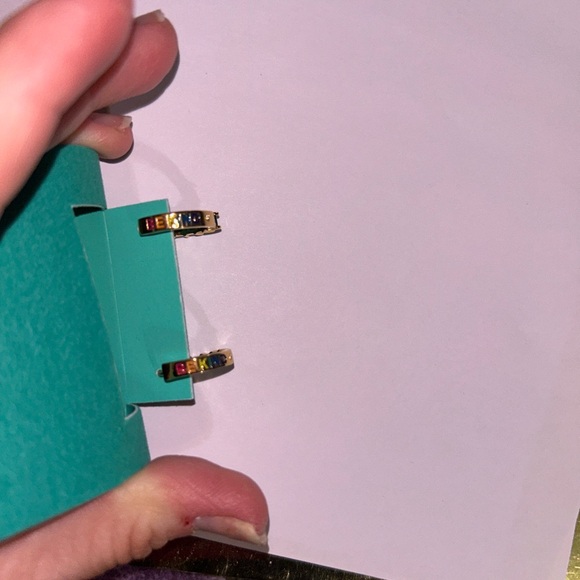 Kurt Geiger Huggie hoop earrings/Be kind in rainbow on back in dust bag NWT - Picture 11 of 14